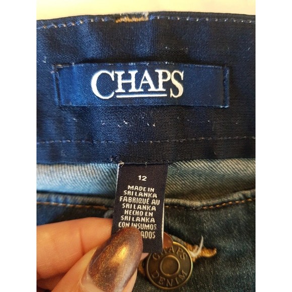 Chaps Womens Jeans Denim Size 12 Blue Mid Rise Mid Waist Slim Stretch Mid Wash - Picture 7 of 12